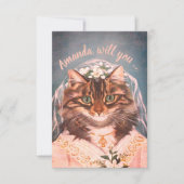 Invitation Mignonne mariée de chat soit ma demoiselle d'honne (Devant)