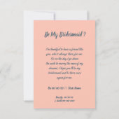 Invitation Mignonne mariée de chat soit ma demoiselle d'honne (Dos)