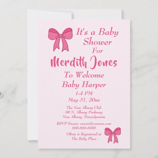 Invitation Mignonne "Mary Janes" C'est un Baby shower de fill (Dos)