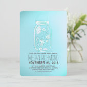 Invitation mignonne mason jarre turquoise plage nuptiale douc (Debout devant)
