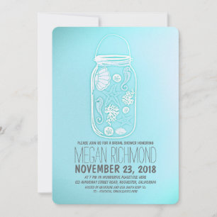 Invitation mignonne mason jarre turquoise plage nuptiale douc