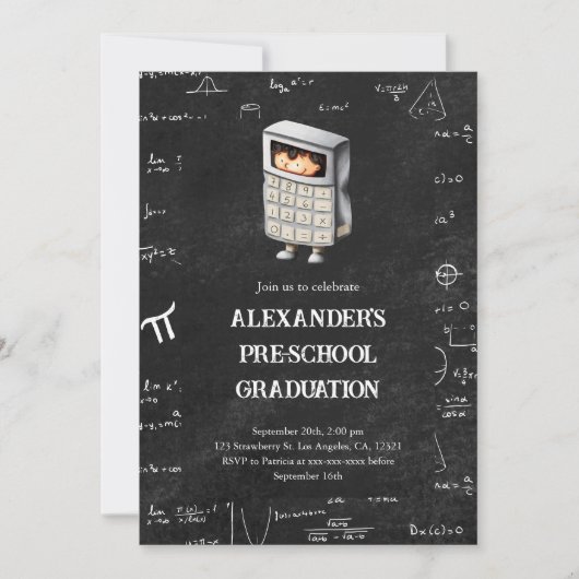 Invitation Mignonne Math Kids Preschool Graduation (Devant)