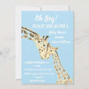Invitation Mignonne Mère Bébé Giraffe Safari Boho Animaux Ble