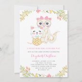 Invitation Mignonne Mère et Fille Chats Baby shower Floral (Devant)
