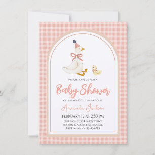 Invitation Mignonne Mère Oie & Gosling Baby shower rose