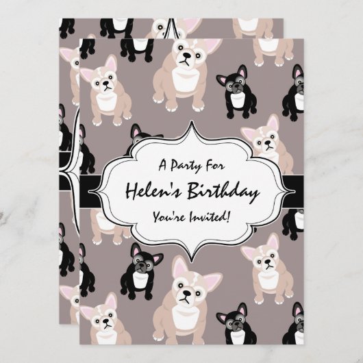 Invitation Mignonne Motif de chiot à chien roux français (Devant / Derrière)