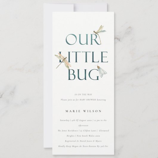 Invitation Mignonne Notre petit Baby shower Bleu Bleu de libe (Devant)