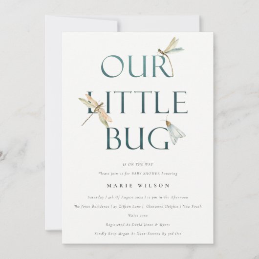 Invitation Mignonne Notre petit Baby shower Bleu Bleu de libe (Devant)