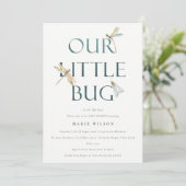 Invitation Mignonne Notre petit Baby shower Bleu Bleu de libe (Debout devant)