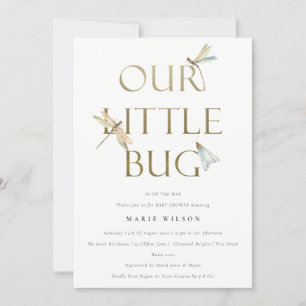 Invitation Mignonne Notre petit Baby shower de libellule d'or