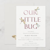 Invitation Mignonne notre petit Baby shower de libellules ros (Devant / Derrière)