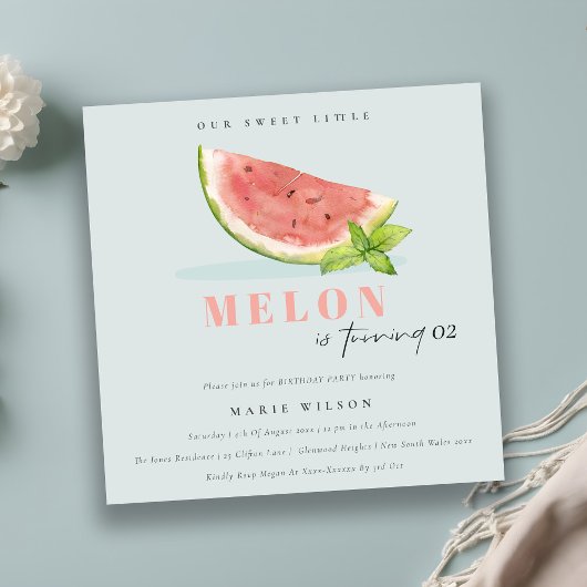 Invitation Mignonne Notre Petit Melon Bleu N'Importe Quel Âge
