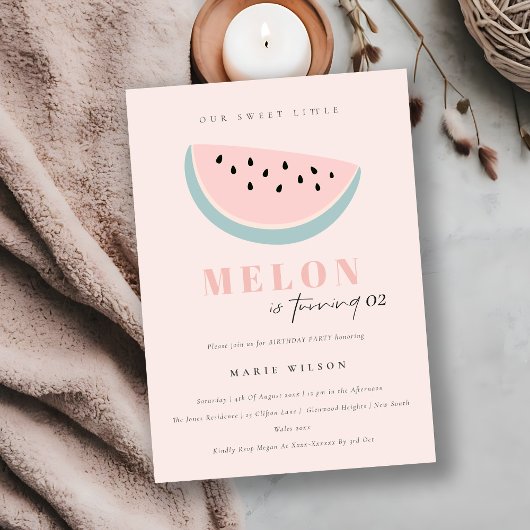 Invitation Mignonne Notre Petit Melon Pastel Rose N'Importe Q