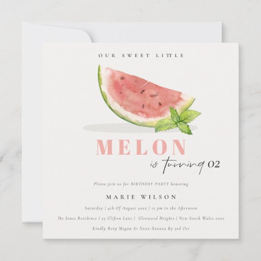 Invitation Mignonne Notre Petit Melon Rouge Vert N'Importe Qu (Devant)