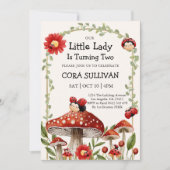 Invitation Mignonne Notre Petite Fille Ladybug Anniversaire (Devant)