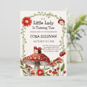 Invitation Mignonne Notre Petite Fille Ladybug Anniversaire (Debout devant)