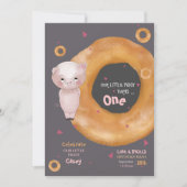 Invitation Mignonne "NOTRE PETITE PIGGIE" | "Amour & Bagels" (Devant)