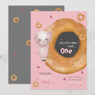 Invitation Mignonne "NOTRE PETITE PIGGIE" "Amour & Bagels"