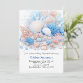 Invitation Mignonne Océan Blissé Coquillage Boho Boy Baby sho (Debout devant)