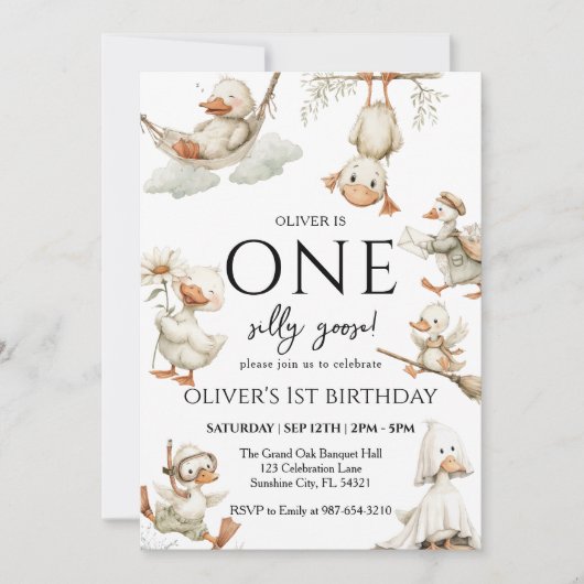 Invitation mignonne oie sotte, une oie sotte 1ère partie (Devant)