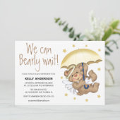 Invitation Mignonne On Peut Attendre ! baby shower (Debout devant)