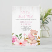 Invitation Mignonne On Peut Attendre Le Baby shower Fille (Debout devant)