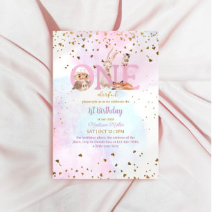 Invitation Mignonne One Baby Girl 1er Anniversaire