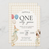 Invitation Mignonne One Silly Goose Anniversaire (Devant / Derrière)