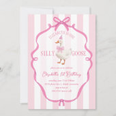Invitation Mignonne One Silly Goose Rose Bow Premier annivers (Devant)