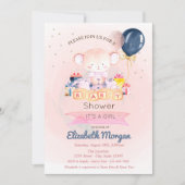 Invitation Mignonne Ours Teddy, Étoiles Présente Baby shower (Devant)