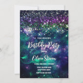 Invitation Mignonne parties scintillant vert violet foncé (Devant)