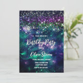 Invitation Mignonne parties scintillant vert violet foncé (Debout devant)