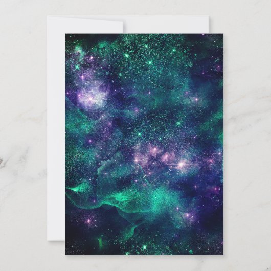 Invitation Mignonne parties scintillant vert violet foncé (Dos)