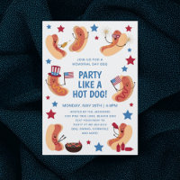 Mignonne Patriotique Hot Dog Memorial Day BBQ Invi