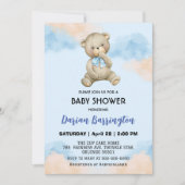 Invitation Mignonne peluche Ours Gradient ciel bébé douche ga (Devant)