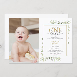 Invitation Mignonne Petit M. ONEderful Photo Boy Premier anni