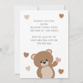 Invitation Mignonne Petit Ours Qui Tourne Un Premier Annivers (Dos)
