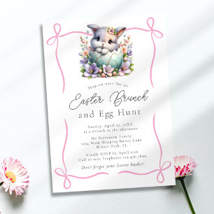 Invitation Mignonne petite lapine adorable aux noeuds roses b