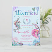 Invitation Mignonne petite sirène sous la fête de la mer (Debout devant)