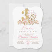Invitation Mignonne Pink Castle Gold Crown Princesse 3e anniv (Devant)