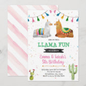 Invitation mignonne pour 2 lamas (Devant / Derrière)