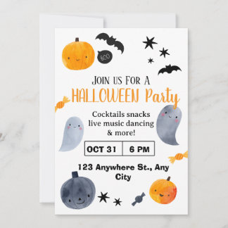 Invitation mignonne pour Halloween | Enfants et fa