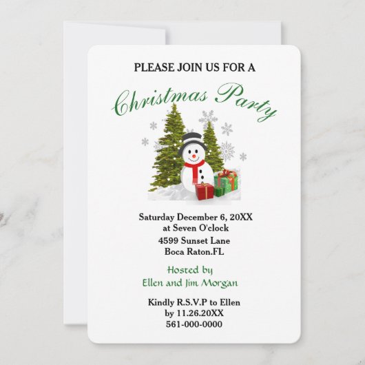 Invitation mignonne pour une fête de Noël (Devant)