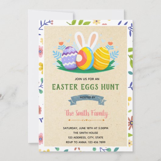 Invitation mignonne pour une fête de Pâques (Devant)