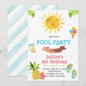 Invitation mignonne pour une fête d'été (Devant / Derrière)