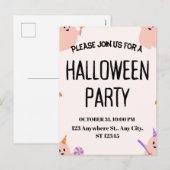 Invitation mignonne pour une fête d'Halloween (Devant / Derrière)