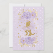 Invitation Mignonne Purple Gold Princesse Dinosaur Fille Anni (Dos)