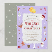 Invitation Mignonne quatrième jour de Noël Parti traditionali (Devant / Derrière)