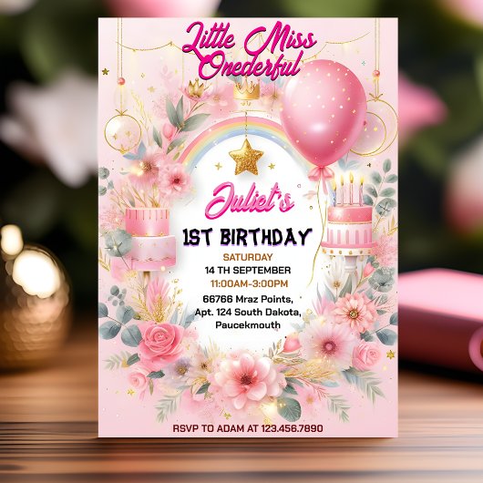 Invitation Mignonne Reine Miss Onederday 1er Anniversaire