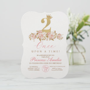 Invitation Mignonne Rose Gold Crown Princesse 2e fête d'anniv